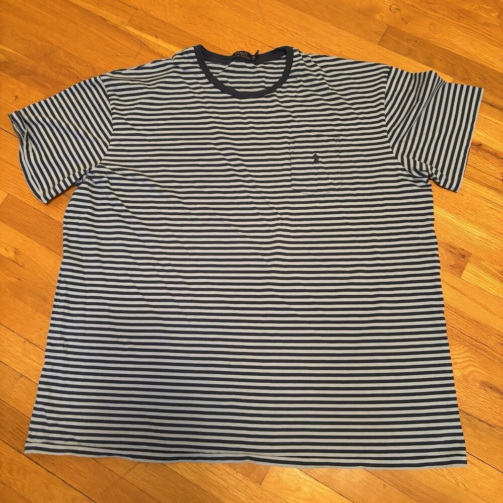 POLO Men’s Blue Striped Short Sleeve T Shirt Plus Husky 4XB 4XL